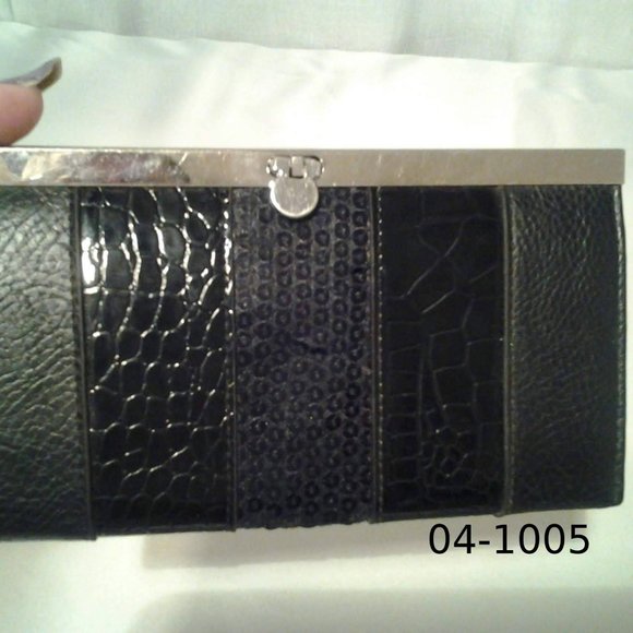 Black Wallet Clutch Purse Casual Occasion Leather - Picture 2 of 4